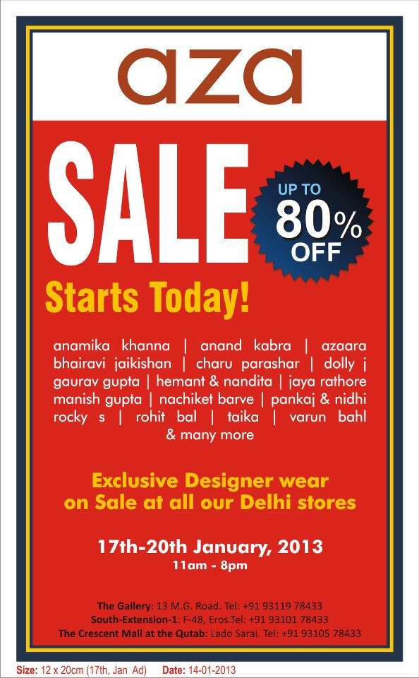 aza - exclusive designer wear on sale - Upto 80% off from 17 to 20 ...