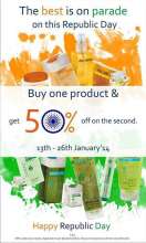 Celebrating the spirit of the 65th Republic Day - Buy one product & get 50% off on the second from 13 to 26 January 2014 at The Nature's Co