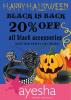 Halloween Offer - Black is Back, 20% off on all black accessories from 22 to 31 October 2012 at Ayesha Accessories Delhi NCR. Funk up your wardrobe this halloween with all-black accessories by Ayesha !